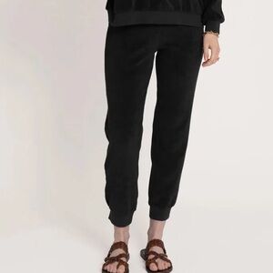 Suzie Kondi slim cropped terry cloth sweat track pants black size xs 100% cotton